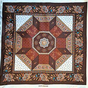 10 Vintage V.I.P. 16" Fabric Panels Patchwork Corner Pillow Brown Tea